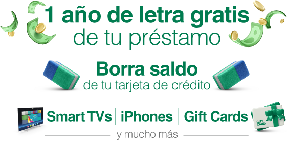 1 año de letra gratis, Borra saldo, Smart TVs, iPhones, Gift Cards y mucho más
